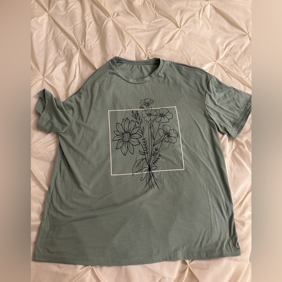 Floral Graphic T-Shirt in Sage Green - Picture 1 of 2